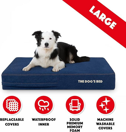 The Dog’s Bed Orthopedic Memory Foam Dog Bed Mattress, Oxford Fabric, Real Blue Denim, L, 6-Inch