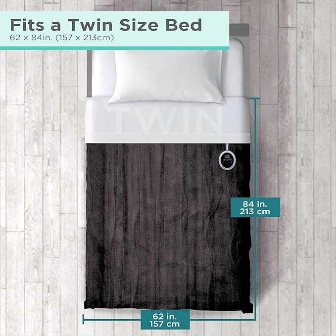 BLACK+DECKER Heated Blanket Electric Twin, Micro Plush Electric Blanket, Heating Blanket with 10 Heating Levels, 10H Timer, Auto Shutoff, Fast Heating (84x90 inches, Black)