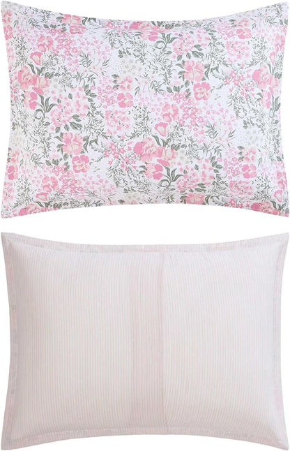 Laura Ashley - Comforter Set, Soft & Breathable Bedding with Matching Sham, Romantic Floral Design (Heather Garden Pink, Twin)