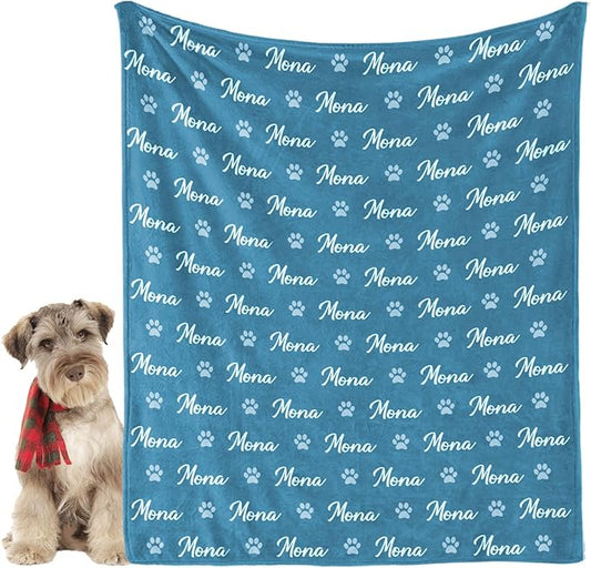 Personalized Dog Blanket, Customized Pet Blankets with Name Picture, Throw Blanket for Small Medium Large Dog Puppy Cat