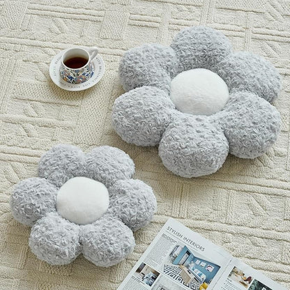 Flower Pillows, Decorative Throw Pillow with Soft Plush for Couch, Flower Shaped Pillow Home Decor Daisy Pillow for Bed (Grey, 19.6 Inches)