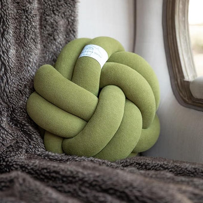 Large Knot Pillow Cotton Knot Pillow Ball |11in. Ball Pillow in 3 Classy Colors| Modern Home Decorative Knot Throw Pillow Knot Pillows|Knotted Pillow|Knot Ball Pillow (Olive Green)