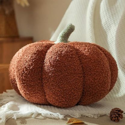 YRXRUS Pumpkin Pillows, Thanksgiving Pumpkin Throw Pillows, Brown Shaped Pillow for Fall Room Decor Gifts, Teddy Fleece Cute 6x12 Inches Halloween Pillow, Accent Fall Pillows
