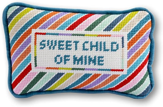 FURBISH Needlepoint Decorative Throw Pillow - Mini Embroidered Accent Pillow for Bed, Chair, Couch, Sofa, Eclectic Home Decor, 5" x 8" - Child of Mine