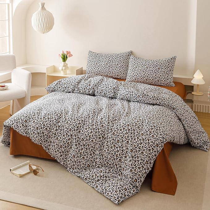 Houseri Leopard Comforter Set King Black Cheetah Print Bedding Sets Quilt Stylish and Bold Animal Print Bed Blanket King Size