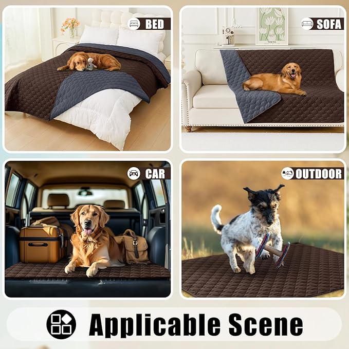 Smiry Waterproof Dog Bed Cover Blanket, Soft Reversible Pet Blanket, Washable Leakproof Cats Dogs Couch Cover for Sofa, Couch, Furniture (30x53 Inch, Chocolate/Dark Grey)
