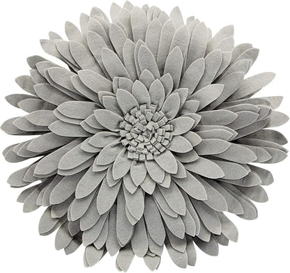 Contempo Lifestyles 3D Daisy Flower Pillow - Patented Design, Couch & Bed Decorative Pillow (18" Flower, 16" Pillow with Insert, Solid Grey)