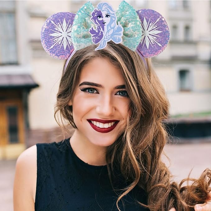 Mouse Ear Headbands,Sparkle Mouse Ears Headband for Women Girls Cartoon Princess Costume Cosplay Decoration (Elsa)