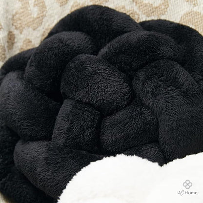 Large Black Knot Pillow | 13" Knotted Pillow | Handmade Knot Throw Pillow | Cute & Funky Throw Pillows | Bed Decorative Pillows | Sherpa Pillow Material | Knot Pillows