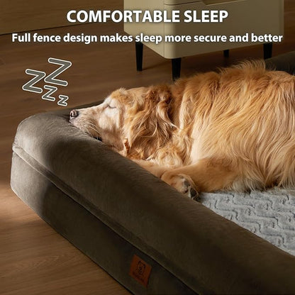 WNPETHOME XXXL Big Dog Bed, Washable Dog Couch with Removable Waterproof Cover, Orthopedic Large Pet Sofa Bed with Bolster Sides for Sleeping