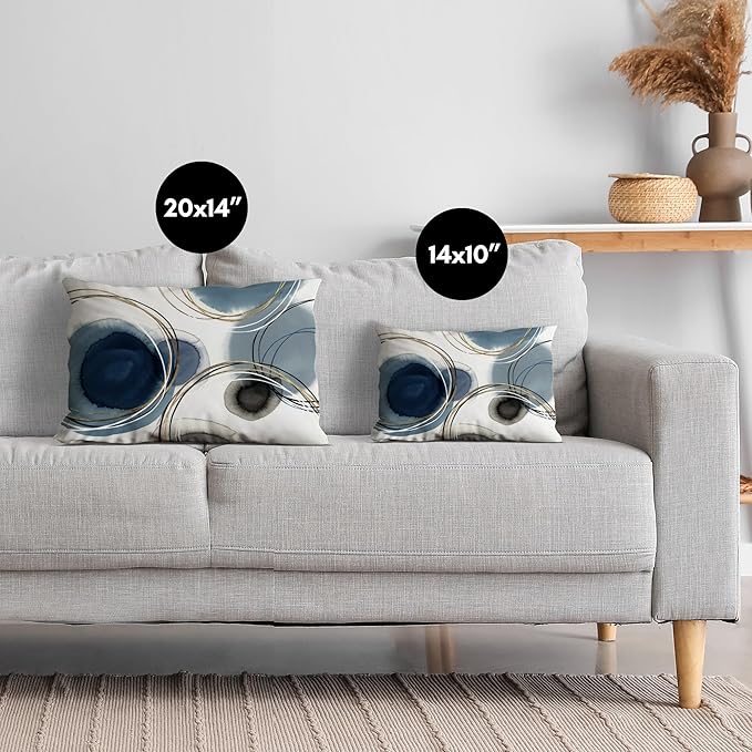 Americanflat 20x14 Throw Pillow with Sewn-in Insert - All-in-One Decorative Pillows - No Cover Needed - Soft and Durable Cushion for Bed or Sofa - Polyester - Blue, White, Black and Gold