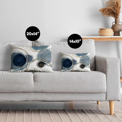 Americanflat 20x14 Throw Pillow with Sewn-in Insert - All-in-One Decorative Pillows - No Cover Needed - Soft and Durable Cushion for Bed or Sofa - Polyester - Blue, White, Black and Gold