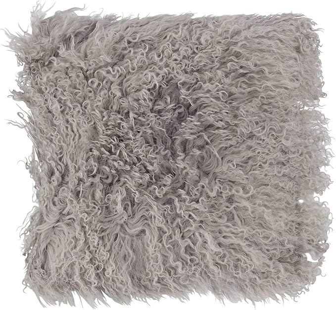 SARO LIFESTYLE Mongolian Lamb Fur Poly Filled Throw Pillow