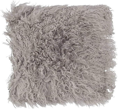 SARO LIFESTYLE Mongolian Lamb Fur Poly Filled Throw Pillow