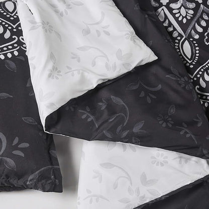 Comfort Spaces Bed in A Bag - Trendy Casual Design Cozy Comforter with Complete Sheet Set with Side Pocket, All Season Cover, Matching Shams, Twin XL (66 in x 90 in), Ava Medallion Black 6 Piece