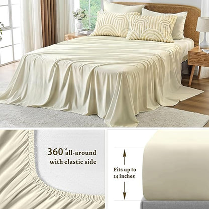 Nesker Boho Tufted Twin Comforter Set, 5 Pcs Beige Bedding Sets, Soft Cozy Chic Bed in a Bag, Arch Pattern Shabby Bed Set All Season with Comforter, Fitted Sheet, Flat Sheet & Pillowcases