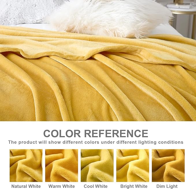 Hansleep Fleece Yellow Twin Blanket, Super Soft Flannel Fuzzy Plush Cozy Blanket for All Seasons, Yellow, Twin 60x80 Inches