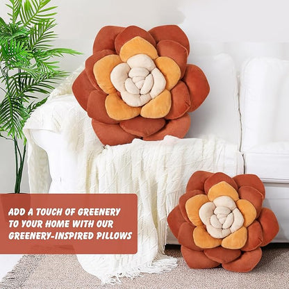 Flower Throw Pillow - 17.8" Plant Shaped Cushion, Soft Plush Decorative Pillow for Bedroom & Living Room, Unique Purple Design, Home Decor Accen