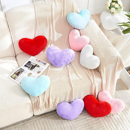 2 Pcs White Heart Pillow,Cute Heart Shaped Pillow Plush Heart Throw Pillow Set for Bed Livingroom Sofa Home Decor Girls Women Valentine (mini-12.9"x9.8")