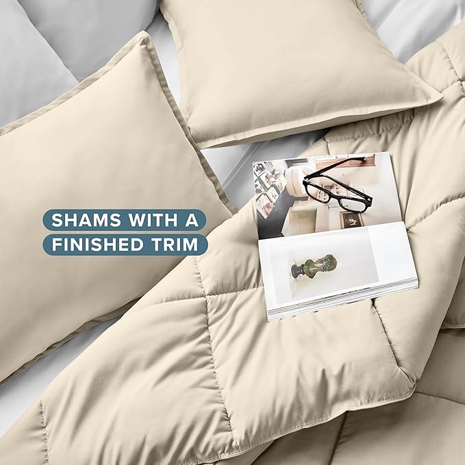 Bare Home Comforter Set - Twin/Twin Extra Long Size - Ultra-Soft - Goose Down Alternative - Premium 1800 Series - All Season Warmth (Sand)