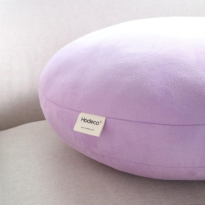 Light Purple Round Throw Pillow 16x16 Down-Like Polyester Filling Super Soft Elastic Circle Floor Pillow Fluffy Pillow 40cm Decorative Cushion for Couch Bedroom, 1 Piece