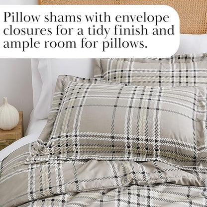 Southshore Fine Living, Inc. 2-Piece Twin Size Comforter Set, Down Alternative Comforter, Double Brushed Microfiber Fabric, Lightweight Coverlet Matching Room Décor, XL/Twin Bedding Sets, Mocha Plaid