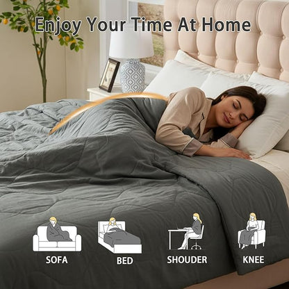 Electric Blanket Queen Size - Dual Control Heated Blanket Queen Size, Fast Heating with 10 Time Settings & 6 Heat Settings, Warm Gift (Gray, Queen/Full 90" x 90")
