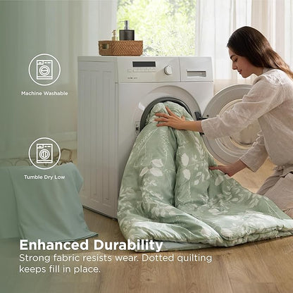 Bedsure Twin Comforter Set - 5 Pieces Floral Sage Green Soft Bedding Sets, Twin Bed in a Bag with Botanical Flowers Comforter, Sheets, Pillowcase & Sham