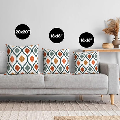 Americanflat 16x16 Throw Pillow with Sewn-in Insert - All-in-One Decorative Pillows - No Cover Needed - Soft and Durable Cushion for Bed or Sofa - Polyester - Deep Teal, Orange, Yellow and White