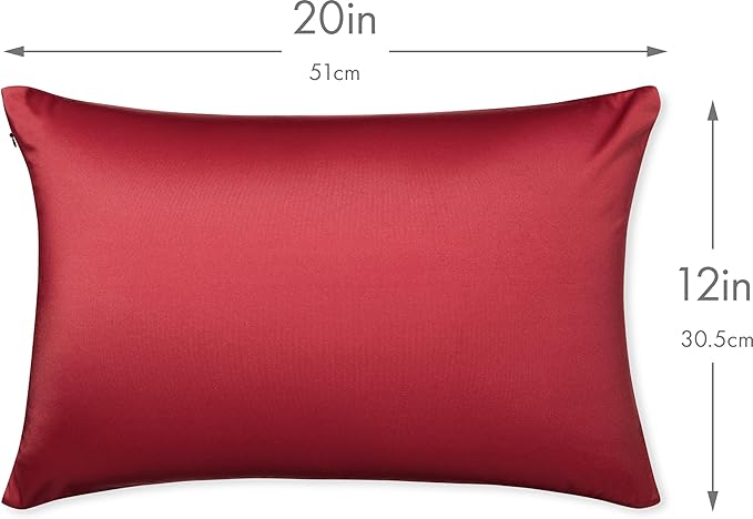 PILLOWY 12"x20" Throw Pillowcases (Cover Only) - 85/15 Nylon, Spandex - Luxurious, Silky, Stretchy & Soft - 1Pcs Solid Color - A Perfect Choice for Couch Chairs Sofa Bed Adult or Kids Bedroom, Maroon