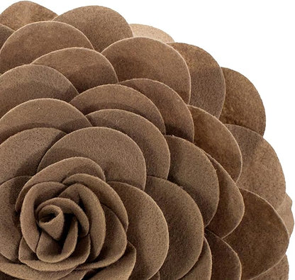 Fennco Styles Eva's Flower Garden Decorative Filled Throw Pillow 13" Round - Mocha Floral Accent Pillow for Home, Couch, Bed, Living Room, Holiday and Office Décor