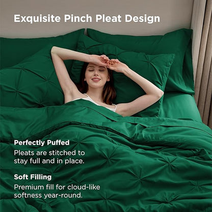Bedsure California King Comforter Set - Bed in a Bag Cal King Bedding Set 7 PCS, GentleSoft™ Pintuck Bed Set Gift for Family, Pinch Pleat All Season Comforter with Sheets, Pillowcases & Shams