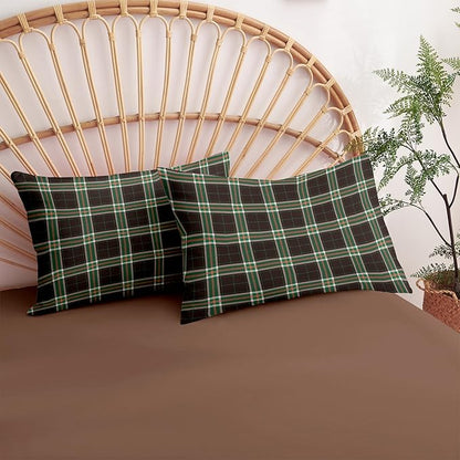 Nayoroom Plaid Comforter Set Queen Size Vintage Green Brown Gingham Checkered Tartan Comforter 3 Pieces Soft Lightweight Farmhouse Dorm Bedding Set for All Seasons