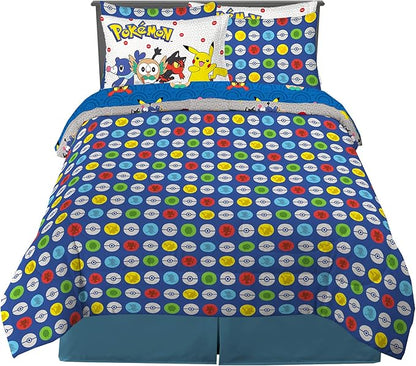 Pokemon Anime Kids Comforter and Sheet Set with Sham, 7 Piece Full Size, by Franco