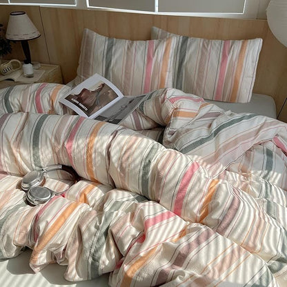 HighBuy Boho Striped Comforter Set Full Size Geometric Bedding Comforter Multi Color Stripes Comforters Full Bedding Sets 3 Piece Striped Comforter Modern Bedding for Teen Boy,Fluffy Soft