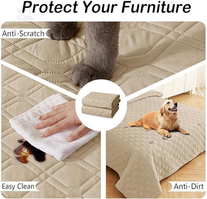 hyha Waterproof Dog Bed Blanket, Soft Pet Blankets, Waterproof Couch Cover for Dogs, Reversible Sofa Covers Washable for Furniture (40x70 Inch, Taupe/Beige)