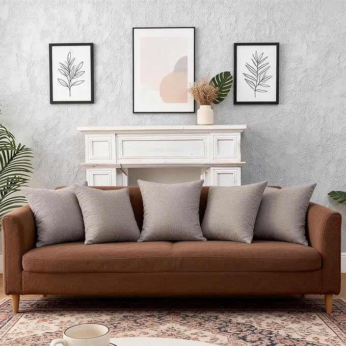 Decorative Couch Pillow Covers SofaThrow pillows with inserts included Bohemian-Style Country Cushion Cover Suitable for Beds, Sofas, Living Rooms, and Home Decor 2pack 18X18 inch.(Medium Gray)