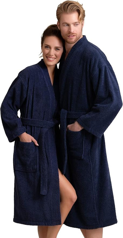 Soft Touch Linen Women's Robe Terry Cotton Cloth- Kimono Style- Thick, Breathable & Comfortable- Lightweight & Absorbent