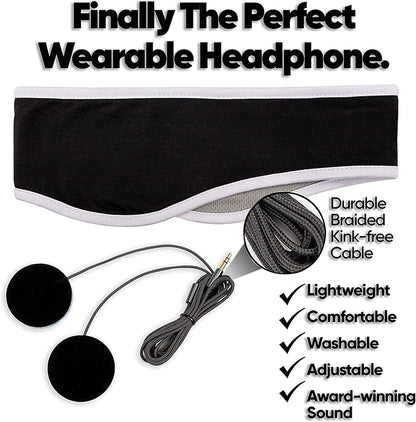 CozyPhones Sleep Headphones - Over Ear Headphones from Ultra Thin Cool Mesh Wired for Side Sleepers, Meditation, Running, Laptop, and Phone - White