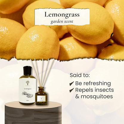 PRISTINE Lemongrass Reed Diffusers for Home & Bathroom | Fresh Lemongrass & Citronella Room Fragrance, Oil & Room Diffusers with Reeds Stick | Refreshing Home Fragrance Scent