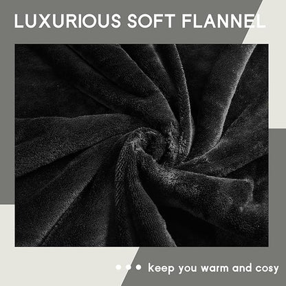 Heated Blanket Electric Throw Size 50''x60'' with 5 Heating Levels, 3 Hour Auto Shut Off, Machine Washable, Flannel & Sherpa Double-Sided Soft Warming Blanket for Couch, Bed, Office - Black