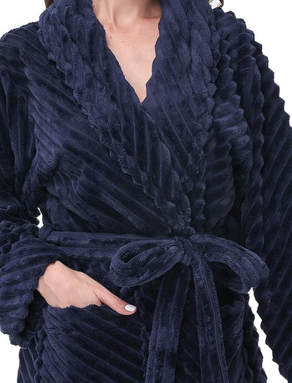 Yurhap Premium Robes for Women - Super Soft Cozy Fleece Womens Robe Plush Long Bathrobe