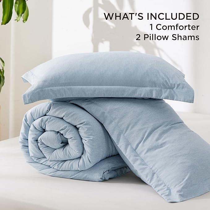 Bedsure Full Comforter Set - Light Blue Full Size Comforter, Soft Bedding for All Seasons, Cationic Dyed Bedding Set, 3 Pieces, 1 Comforter (82"x86") and 2 Pillow Shams (20"x26"+2")