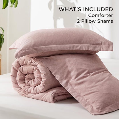 Bedsure Queen Comforter Set - Dusty Rose Soft Bedding for All Seasons, Cationic Dyed Bed Set, 3 Pieces, 1 Queen Size Comforter (90"x90") and 2 Pillow Shams (20"x26"+2")