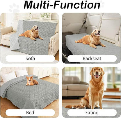 hyha Waterproof Dog Bed Blanket, Soft Pet Blankets, Waterproof Couch Cover for Dogs, Reversible Sofa Covers Washable for Furniture (68x82 Inch, Grey/Light Grey)