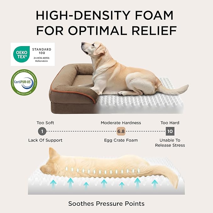 Bedsure Orthopedic Dog Bed for Extra Large Dogs - XL Washable Dog Sofa Beds Large, Supportive Foam Pet Couch Bed with Removable Washable Cover, Waterproof Lining and Nonskid Bottom, Brown
