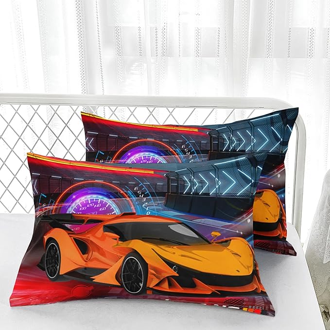 Racing Cars Comforter Sets Twin Size,Bedding Sets for Kids,Sports Car Theme Comforter Sets All Season 1 Comforter and 2 Pillowcases