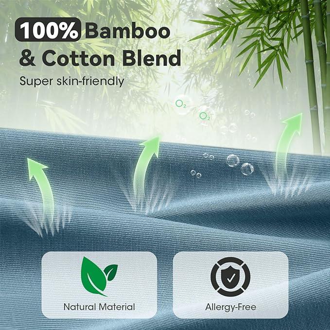 3D Bamboo Cotton Sleep Mask with Bluetooth 5.4 Headphone, Music Wireless Bluetooth Blackout Eye Mask for Side Sleepers, Earphones HD Speaker Microphone for Travel, Gifts for Women Men, Blue