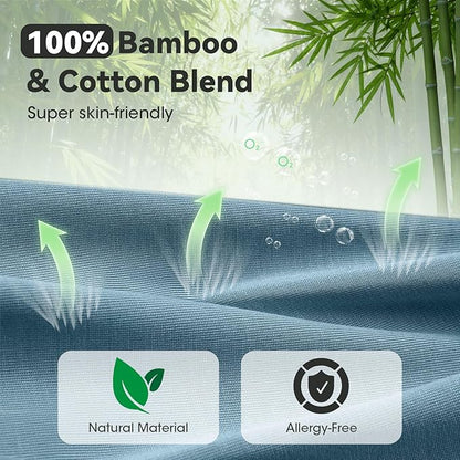 3D Bamboo Cotton Sleep Mask with Bluetooth 5.4 Headphone, Music Wireless Bluetooth Blackout Eye Mask for Side Sleepers, Earphones HD Speaker Microphone for Travel, Gifts for Women Men, Blue