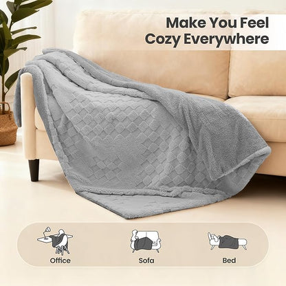 Heated Blanket, 50x60 Inch Electric Blanket, Throw Blanket with 6 Heat Settings and 1-4H Auto Off Timer, Machine Washable, Soft Flannel Fleece for Couches, Beds Office (Grey)